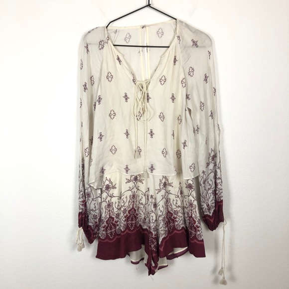 Revolve The Jetset Diaries Bohemian Printed Long Sleeve Romper Size Small - Picture 3 of 12